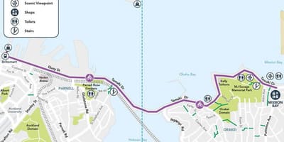 گلابی cycleway آکلینڈ نقشہ