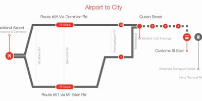 آکلینڈ skybus راستے کا نقشہ